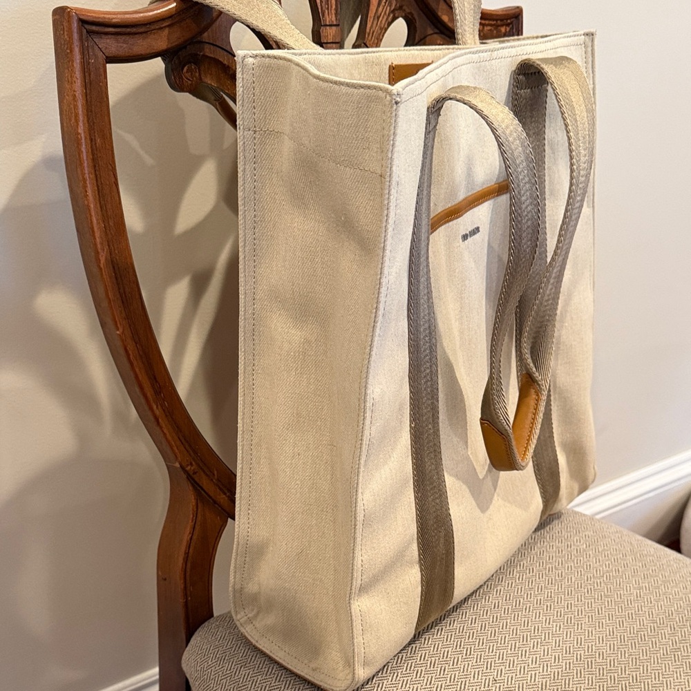 Ted Baker Light Tan Canvas Tote with Brown Accents - Picture 6 of 6